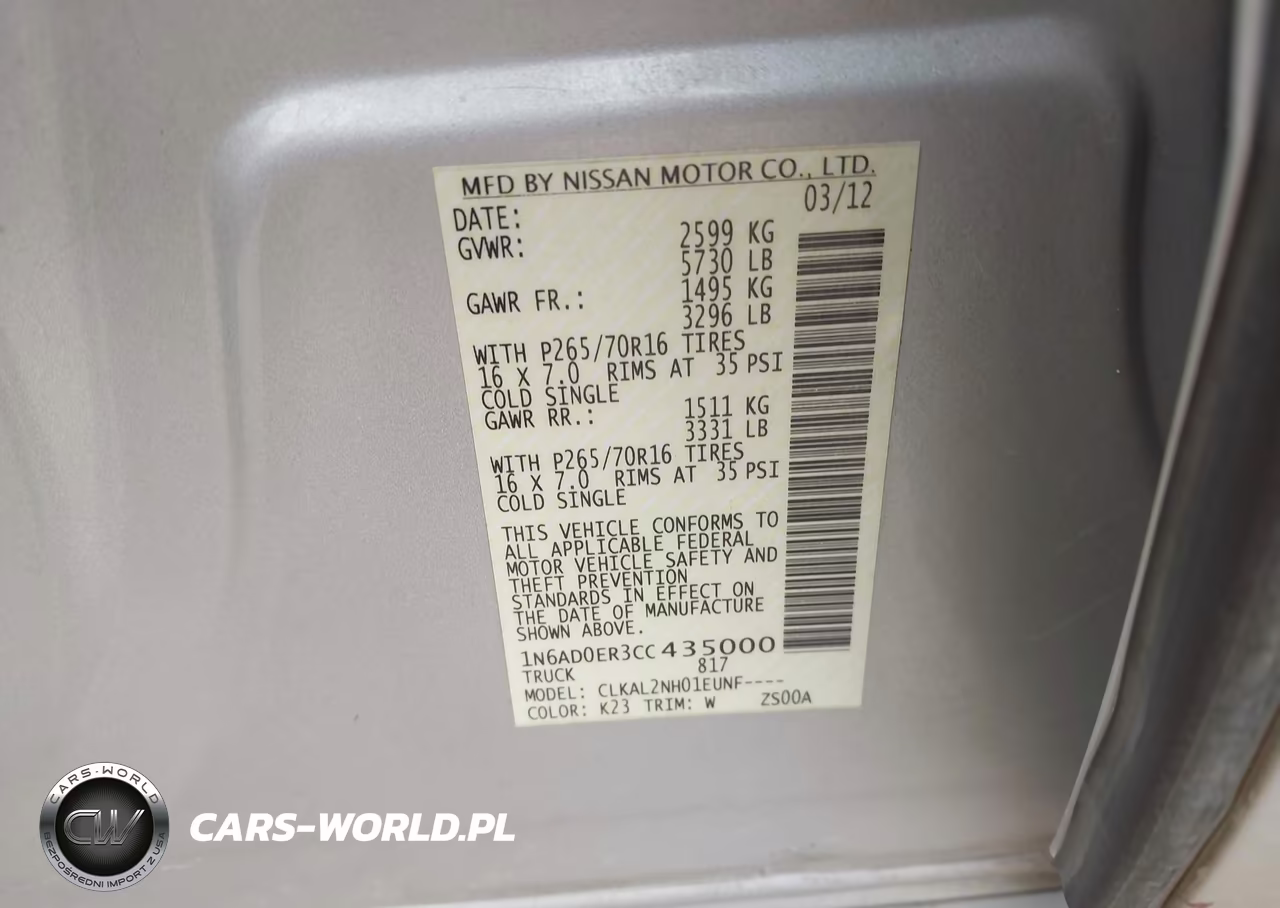 2012 Nissan Frontier Sv VIN:1N6AD0ER3CC435000 - 9