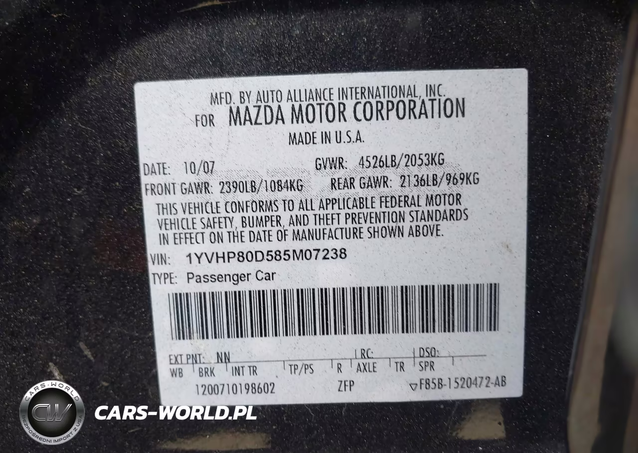 2008 Mazda Mazda6 S Touring VIN:1YVHP80D585M07238 - 9