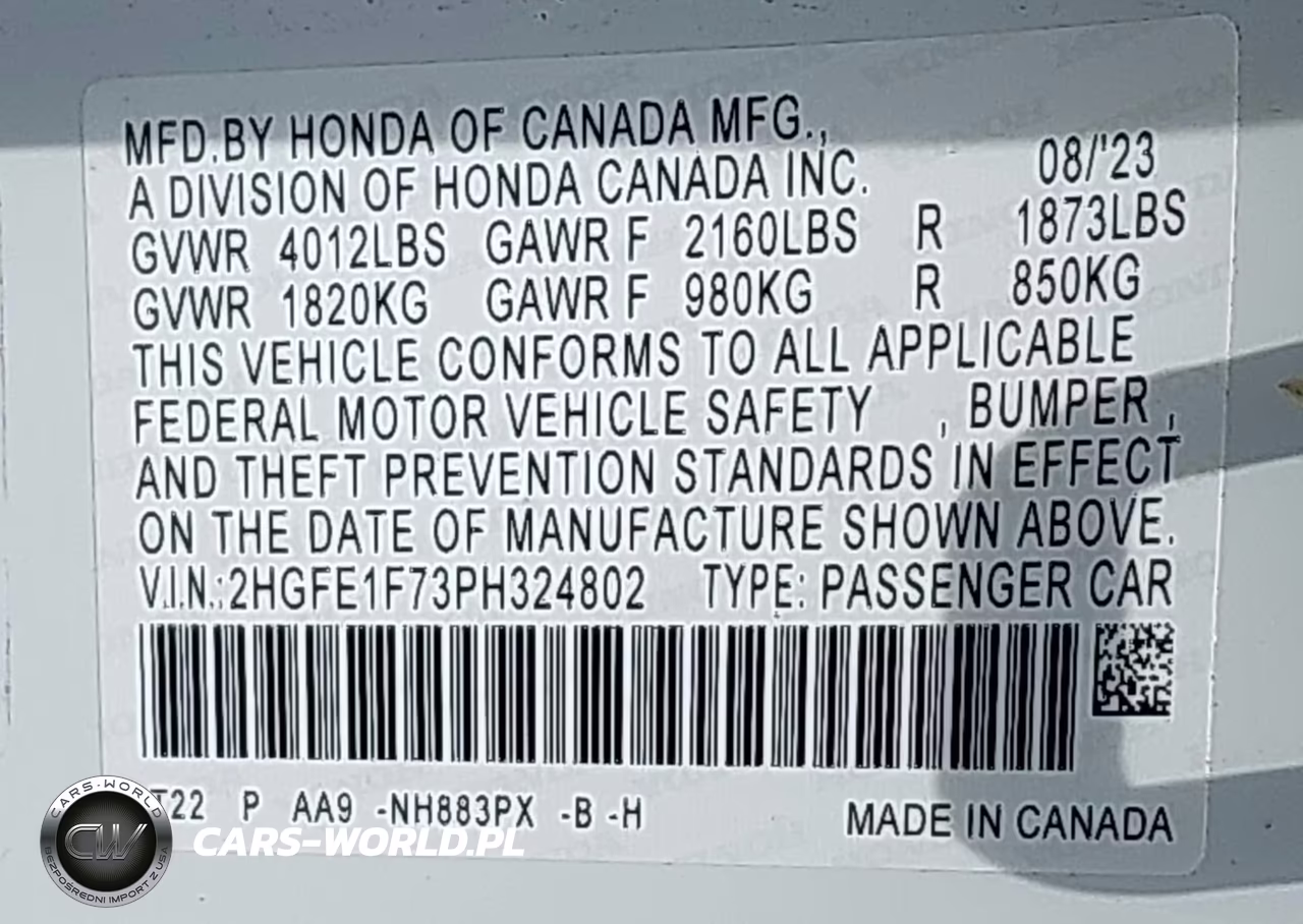 2023 Honda Civic Ex-Ex W-O Bsi VIN:2HGFE1F73PH324802 - 9