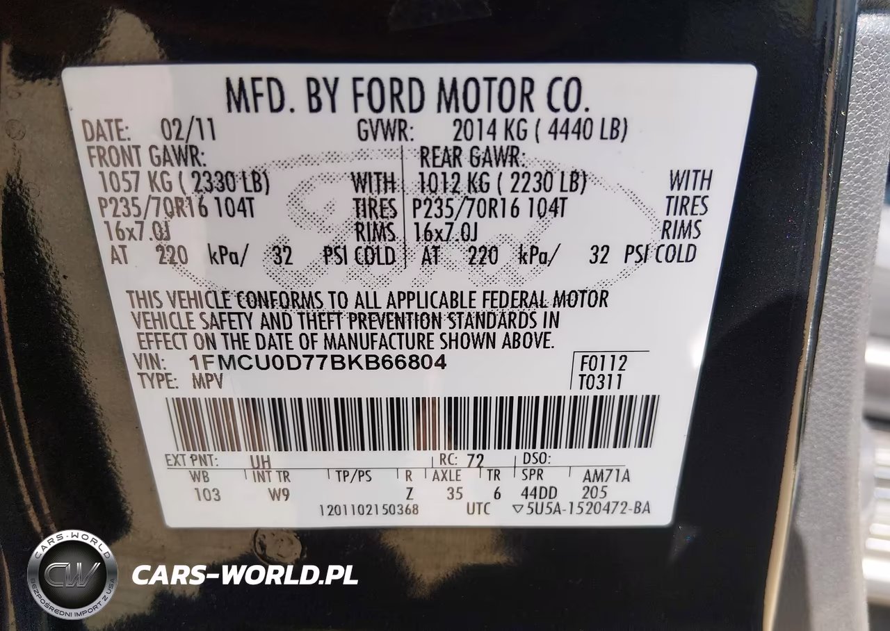 2011 Ford Escape Xlt VIN:1FMCU0D77BKB66804 - 9