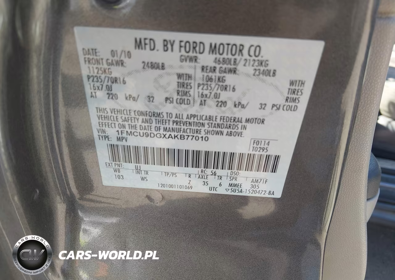 2010 Ford Escape Xlt VIN:1FMCU9DGXAKB77010 - 9