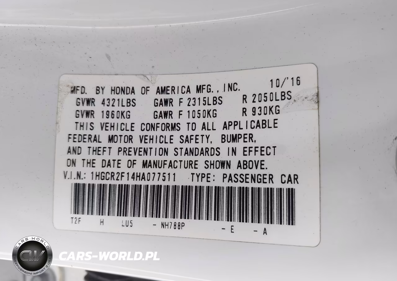 2017 Honda Accord Sport Se VIN:1HGCR2F14HA077511 - 9