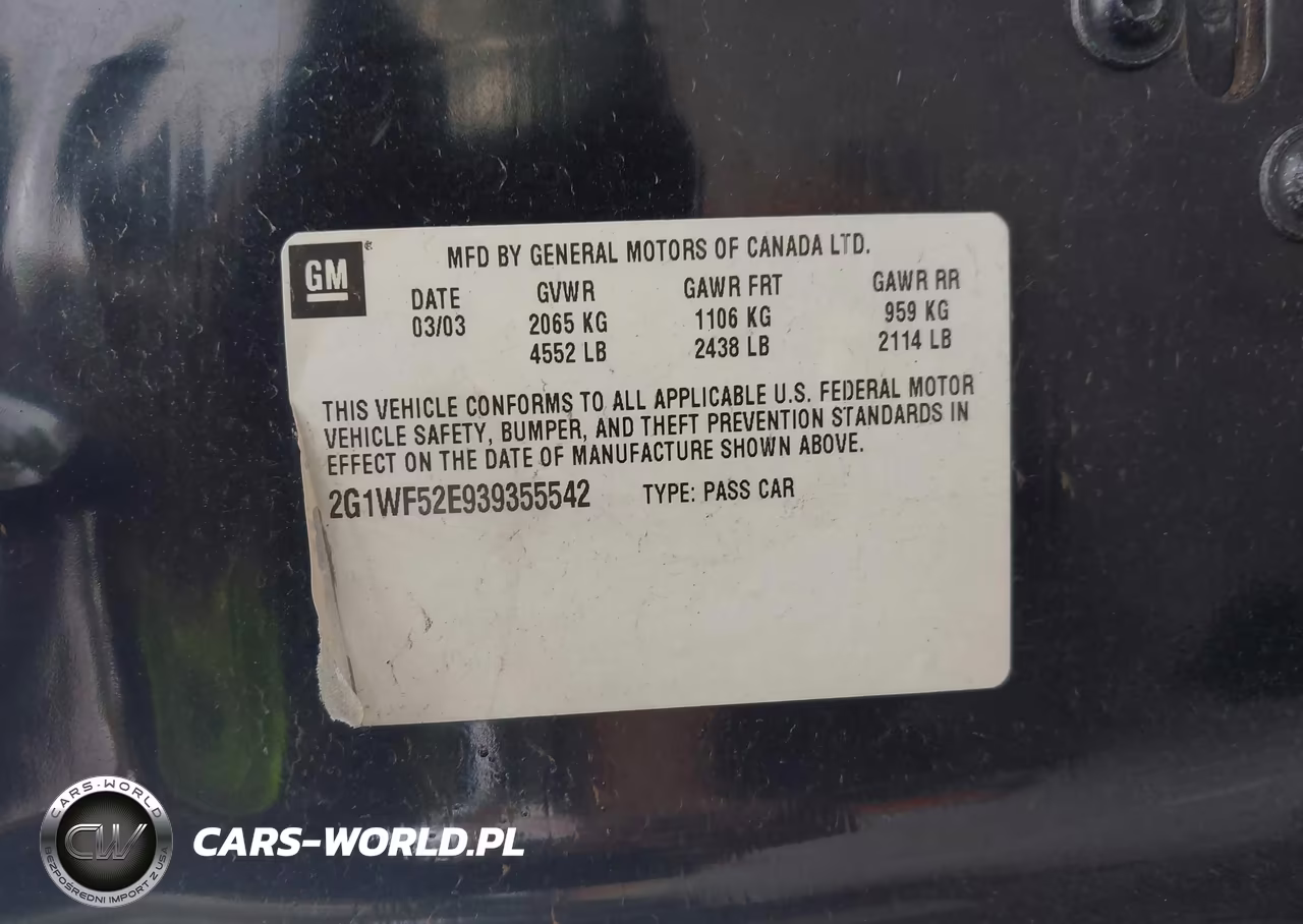 2003 Chevrolet Impala VIN:2G1WF52E939355542 - 9