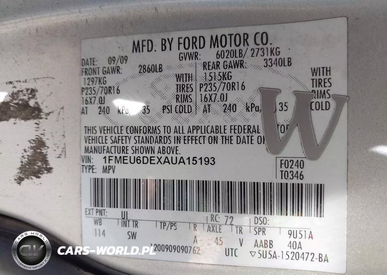 2010 Ford Explorer Xlt VIN:1FMEU6DEXAUA15193 - 9