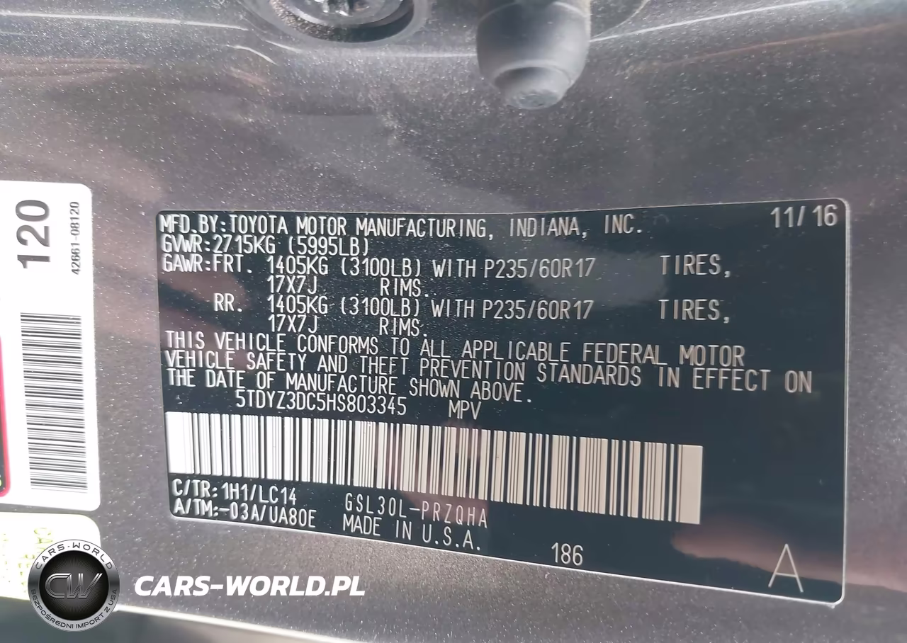 2017 Toyota Sienna Xle Premium 8 Passenger VIN:5TDYZ3DC5HS803345 - 9