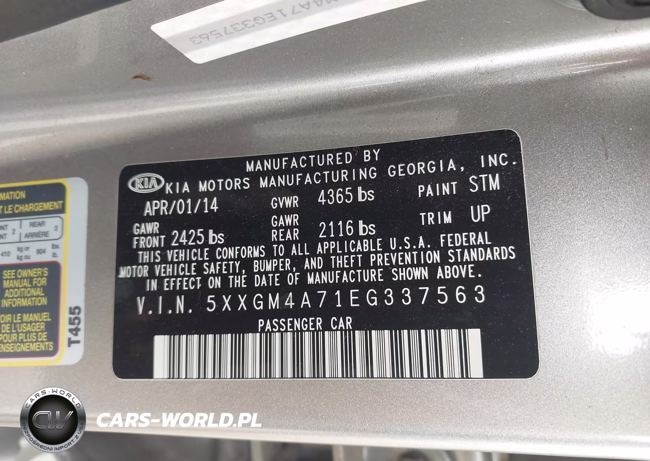 2014 Kia Optima Lx VIN:5XXGM4A71EG337563 - 9