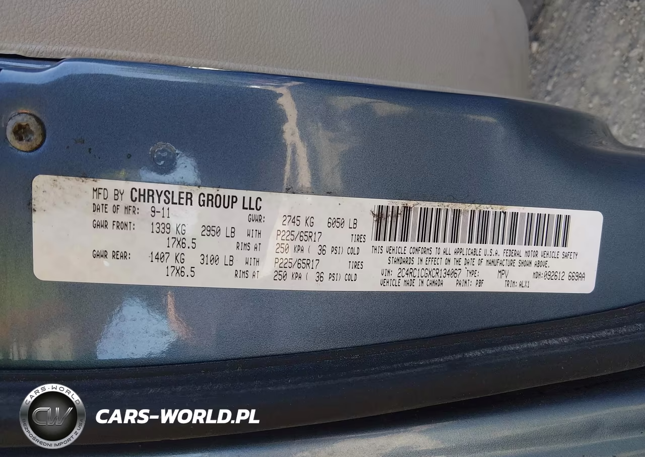 2012 Chrysler Town & Country Touring-L VIN:2C4RC1CGXCR134067 - 9