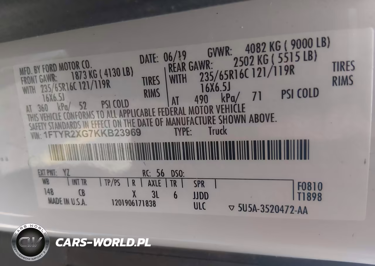2019 Ford Transit-250 VIN:1FTYR2XG7KKB23969 - 9