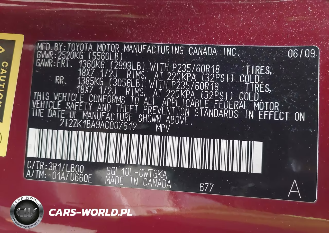 2010 Lexus Rx 350 VIN:2T2ZK1BA9AC007612 - 9