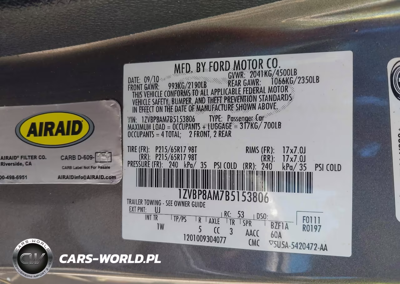 2011 Ford Mustang V6 VIN:1ZVBP8AM7B5153806 - 9