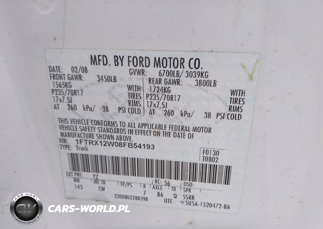 2008 Ford F-150 Fx2-Stx-Xl-Xlt VIN:1FTRX12W08FB54193 - 9