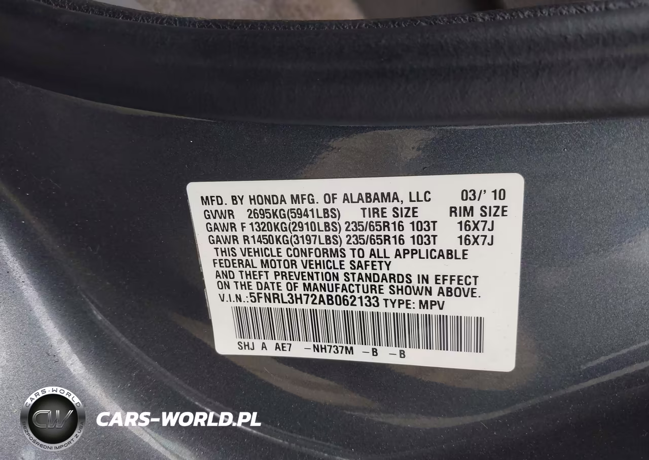 2010 Honda Odyssey Ex-L VIN:5FNRL3H72AB062133 - 9