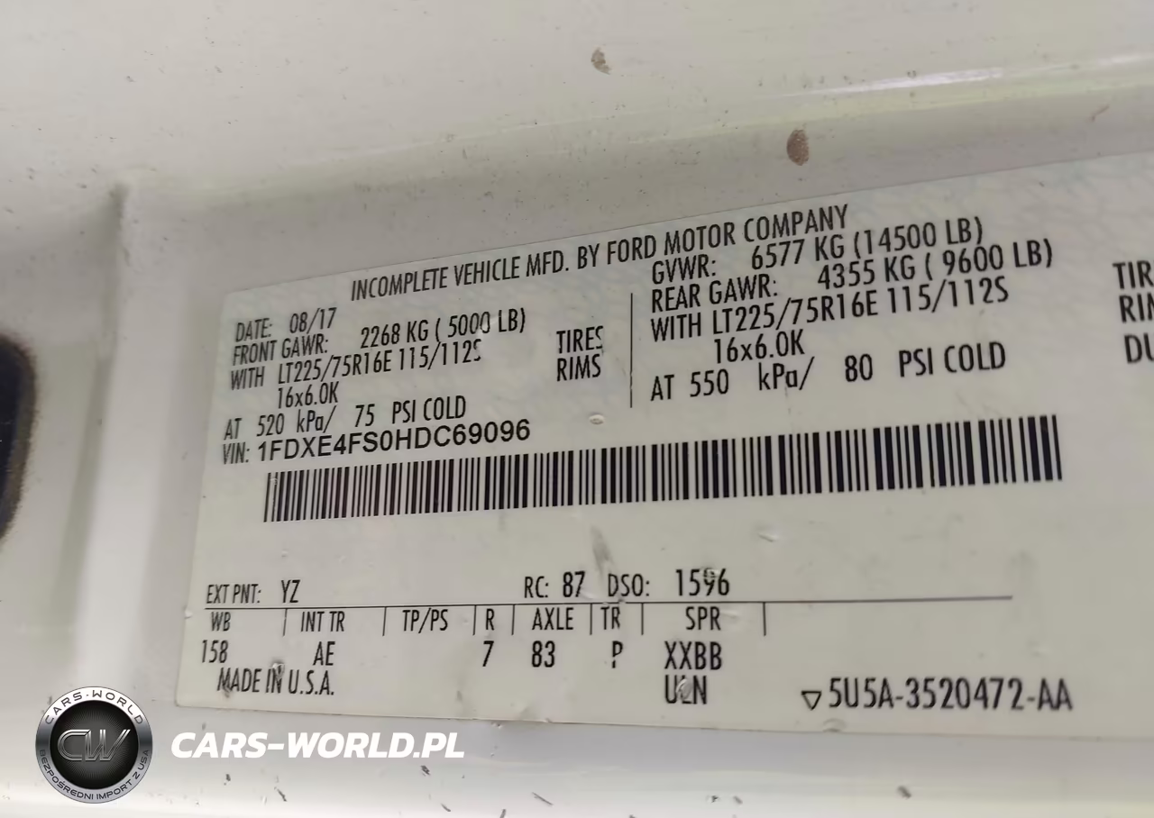 2017 Ford E-450 Cutaway VIN:1FDXE4FS0HDC69096 - 8