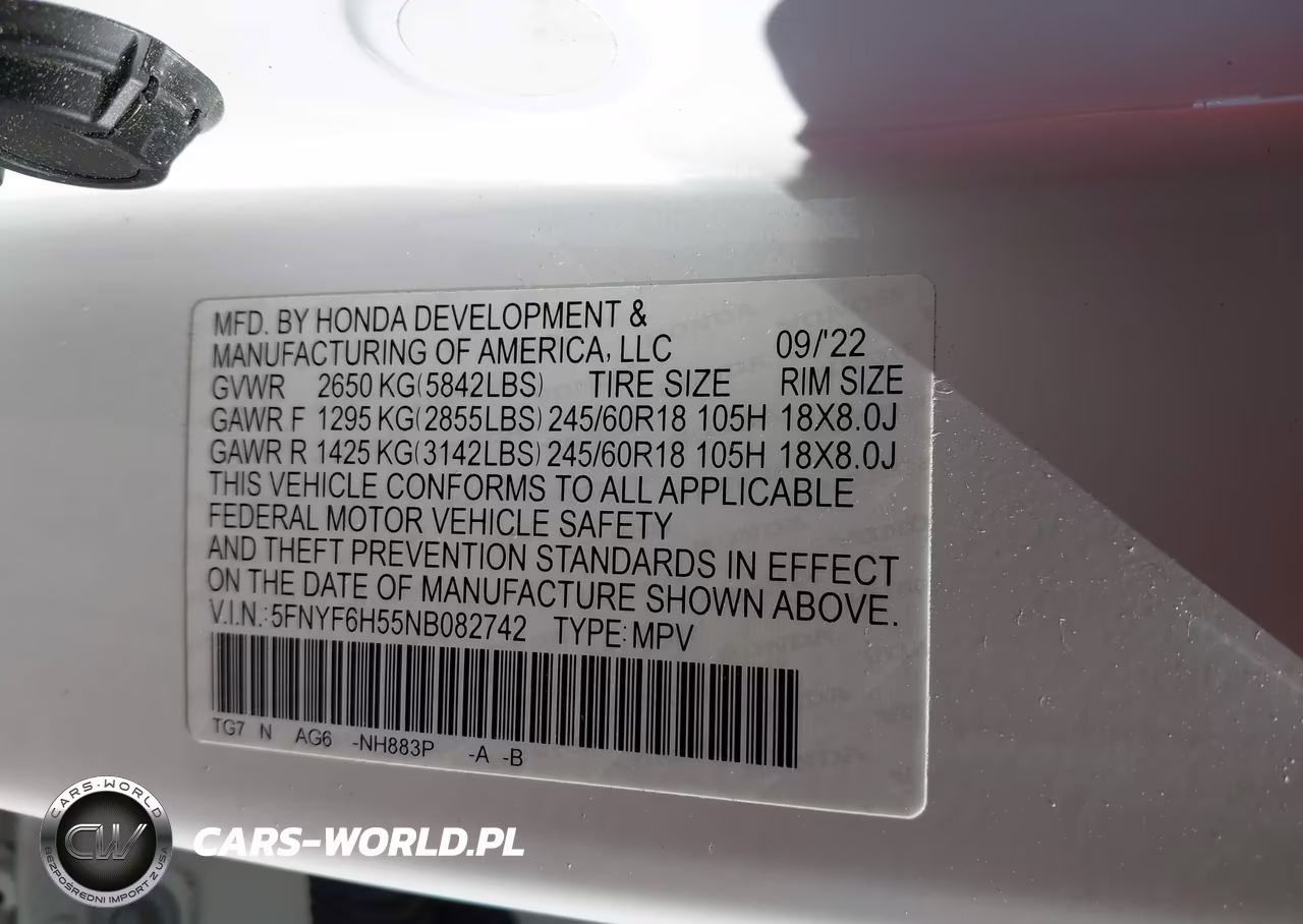 2022 Honda Pilot Awd Ex-L VIN:5FNYF6H55NB082742 - 9