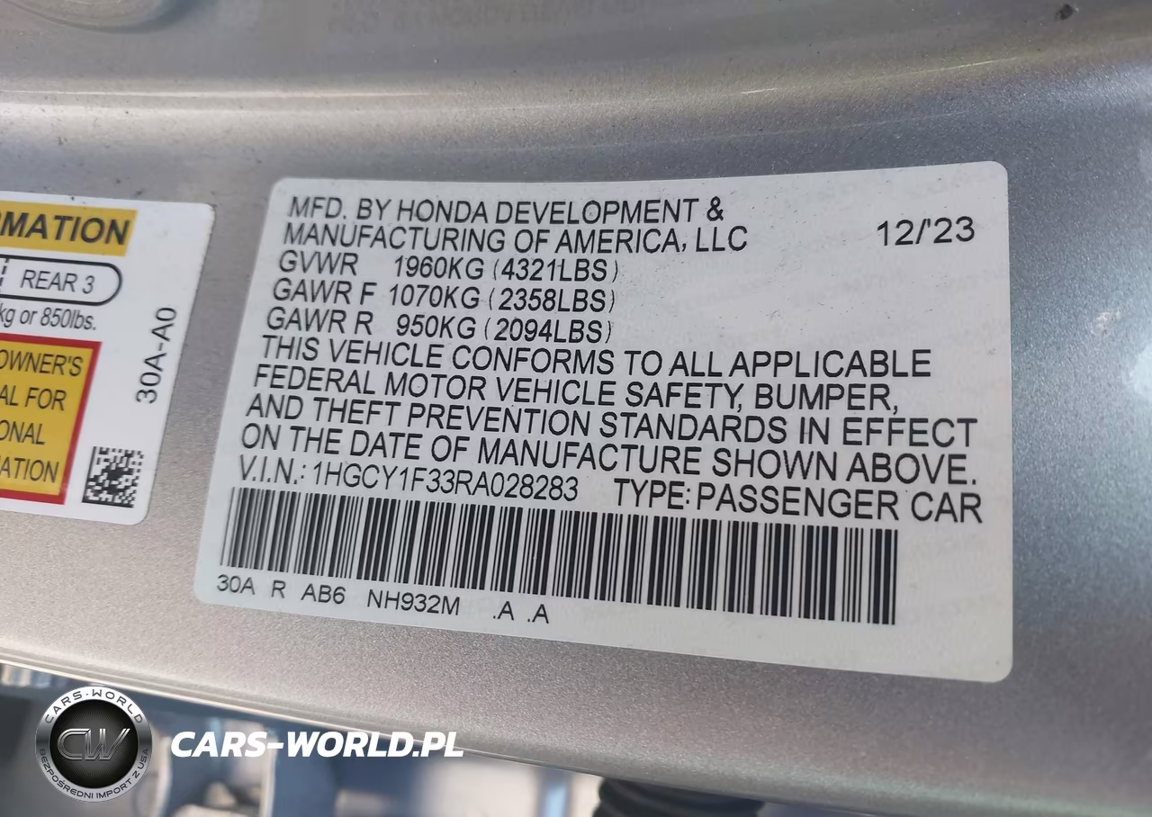 2024 Honda Accord Ex VIN:1HGCY1F33RA028283 - 9