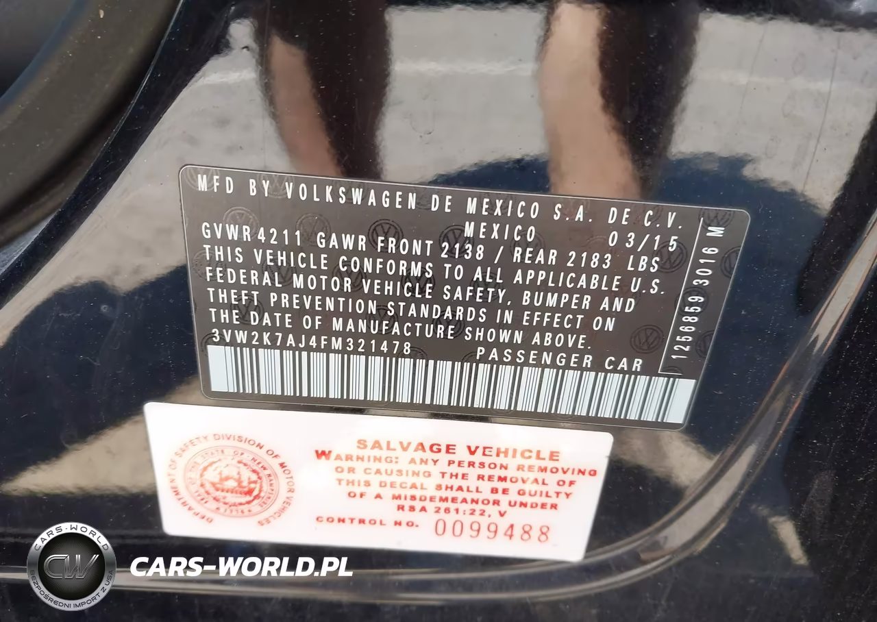 2015 Volkswagen Jetta 2.0L S VIN:3VW2K7AJ4FM321478 - 9
