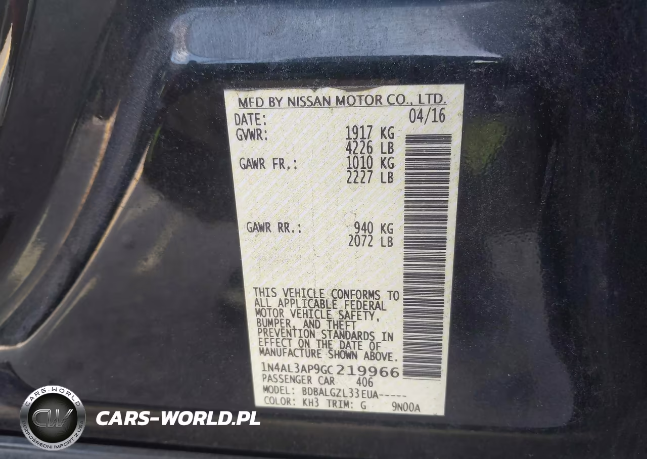 2016 Nissan Altima 2.5-2.5 S-2.5 Sl-2.5 Sr-2.5 Sv VIN:1N4AL3AP9GC219966 - 9