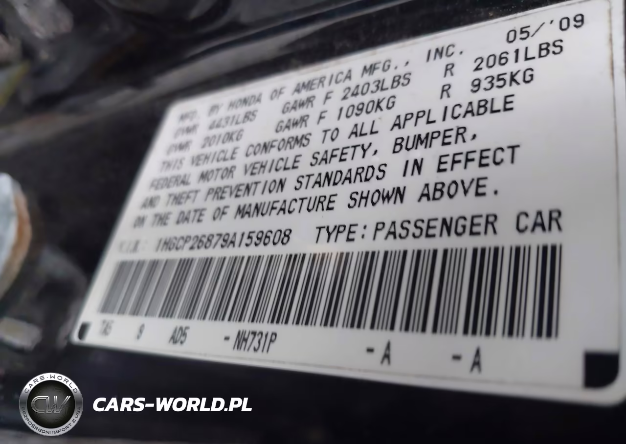 2009 Honda Accord 2.4 Ex-L VIN:1HGCP26879A159608 - 9