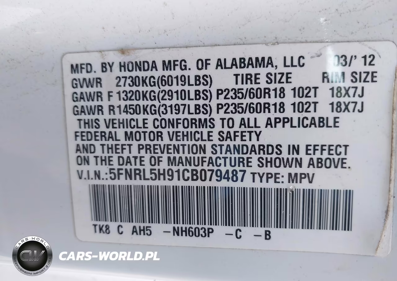 2012 Honda Odyssey Touring-Touring Elite VIN:5FNRL5H91CB079487 - 9