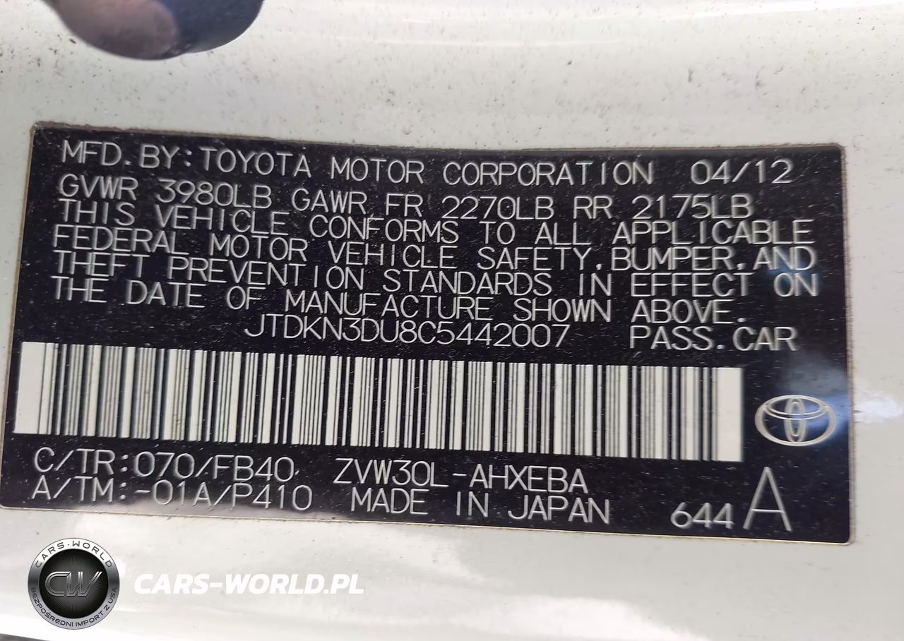 2012 Toyota Prius Three VIN:JTDKN3DU8C5442007 - 9