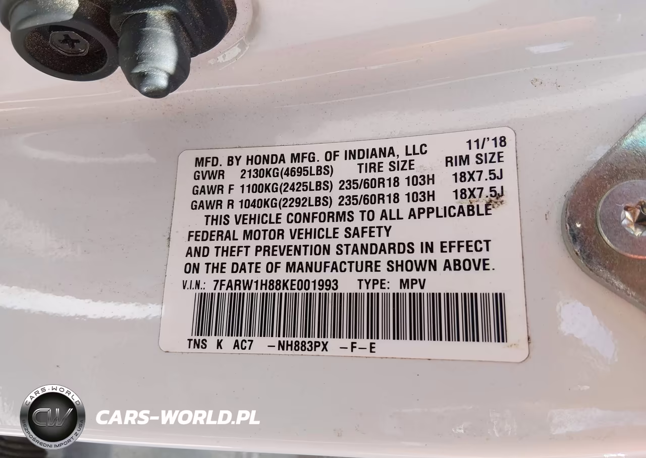 2019 Honda Cr-V Ex-L VIN:7FARW1H88KE001993 - 9