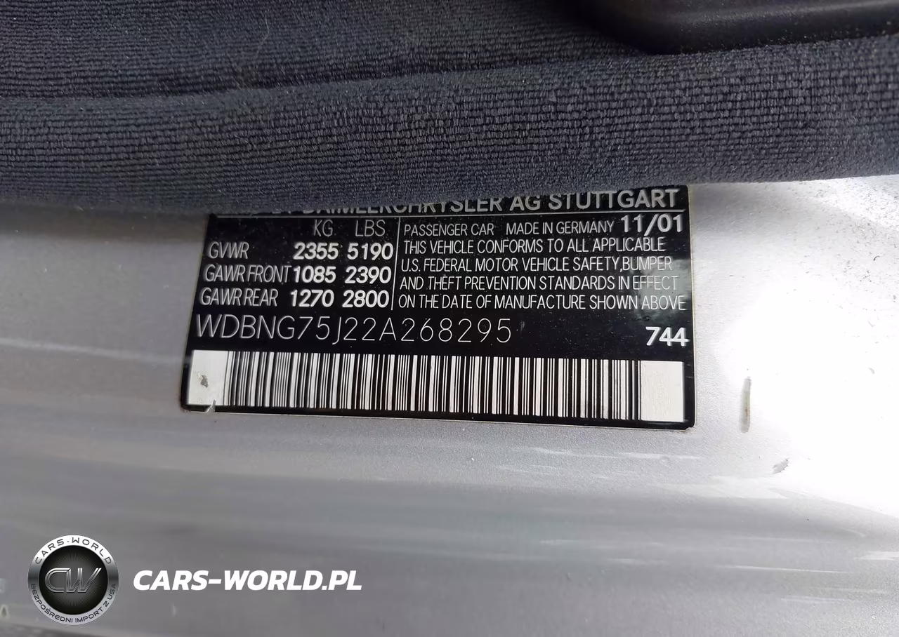 2002 Mercedes-Benz S 500 VIN:WDBNG75J22A268295 - 9