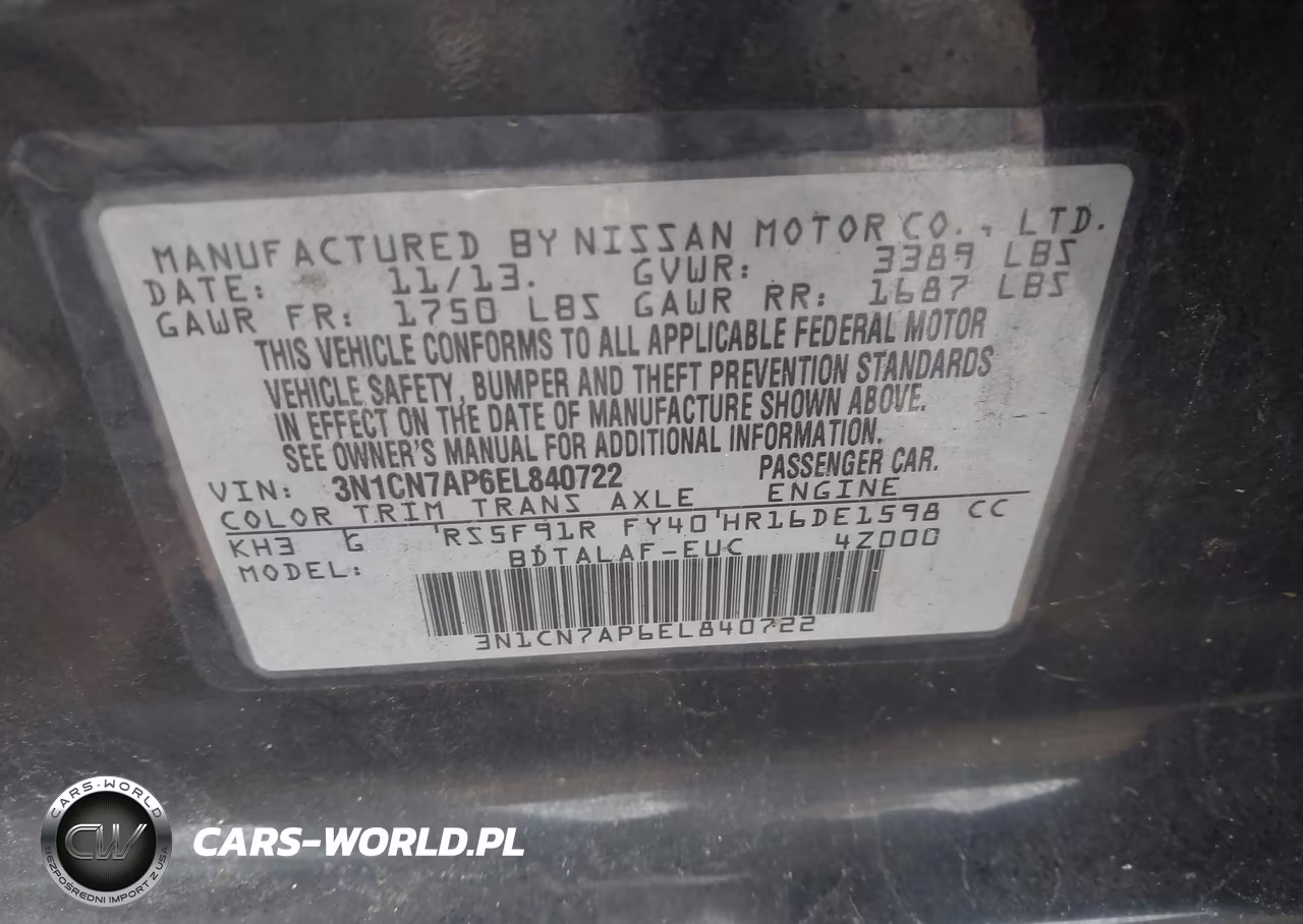 2014 Nissan Versa 1.6 S VIN:3N1CN7AP6EL840722 - 9