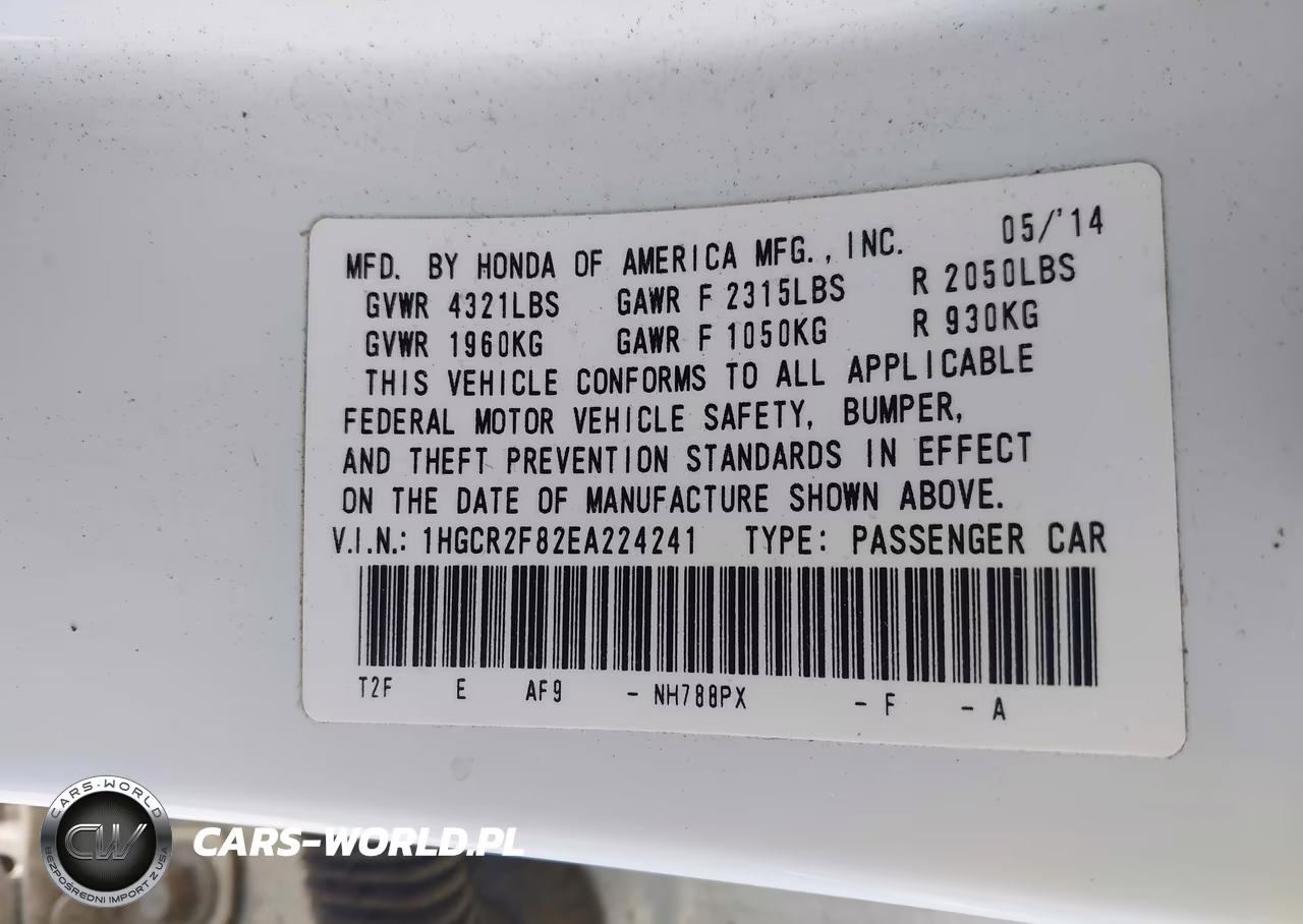 2014 Honda Accord Ex-L VIN:1HGCR2F82EA224241 - 9
