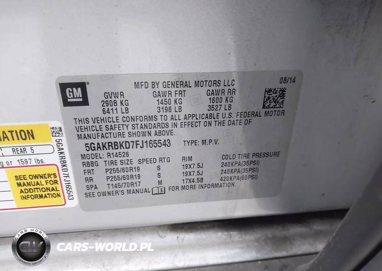 2015 Buick Enclave Leather VIN:5GAKRBKD7FJ165543 - 9