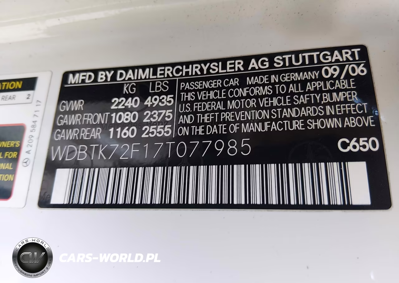 2007 Mercedes-Benz Clk 550 VIN:WDBTK72F17T077985 - 9
