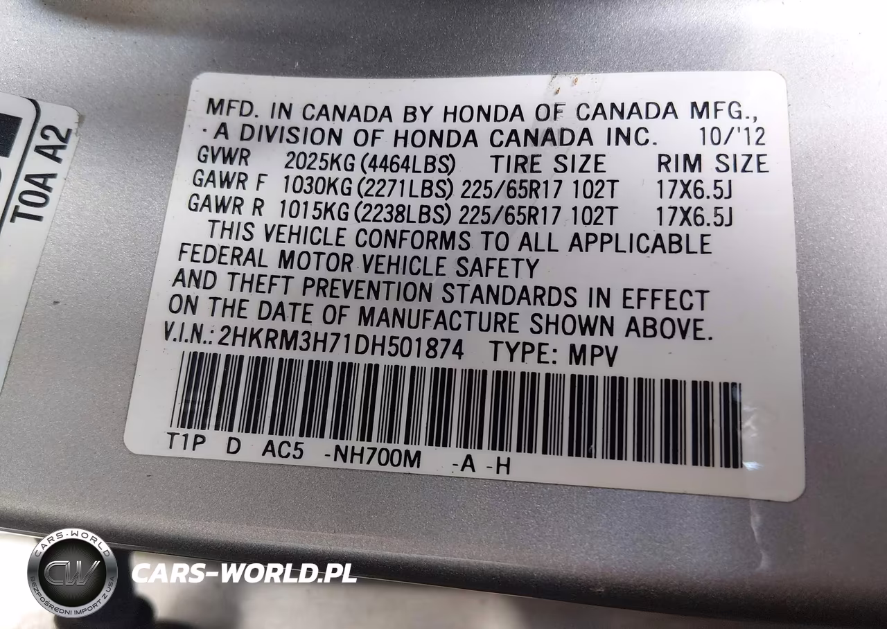 2013 Honda Cr-V Ex-L VIN:2HKRM3H71DH501874 - 9