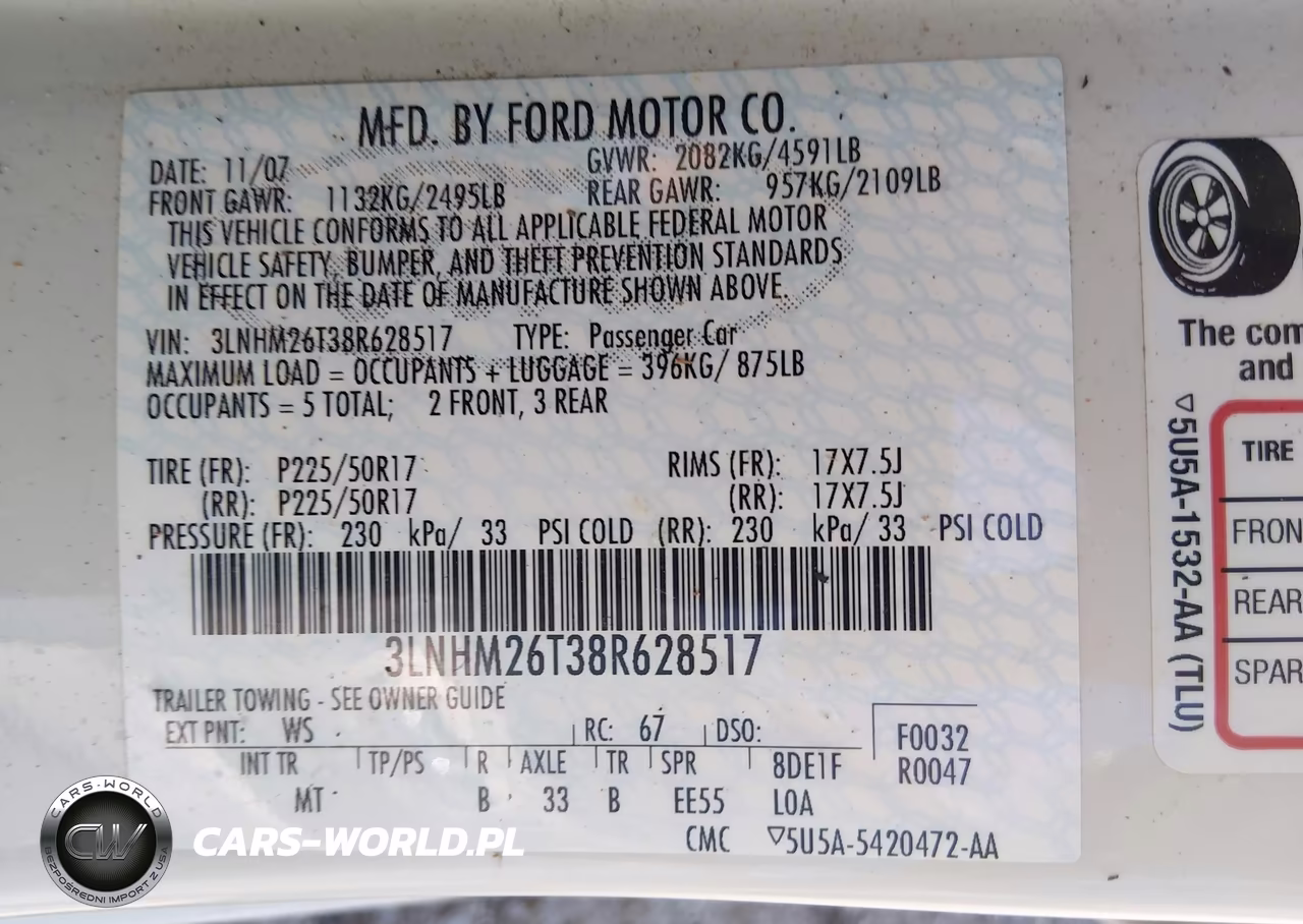 2008 Lincoln Mkz VIN:3LNHM26T38R628517 - 9
