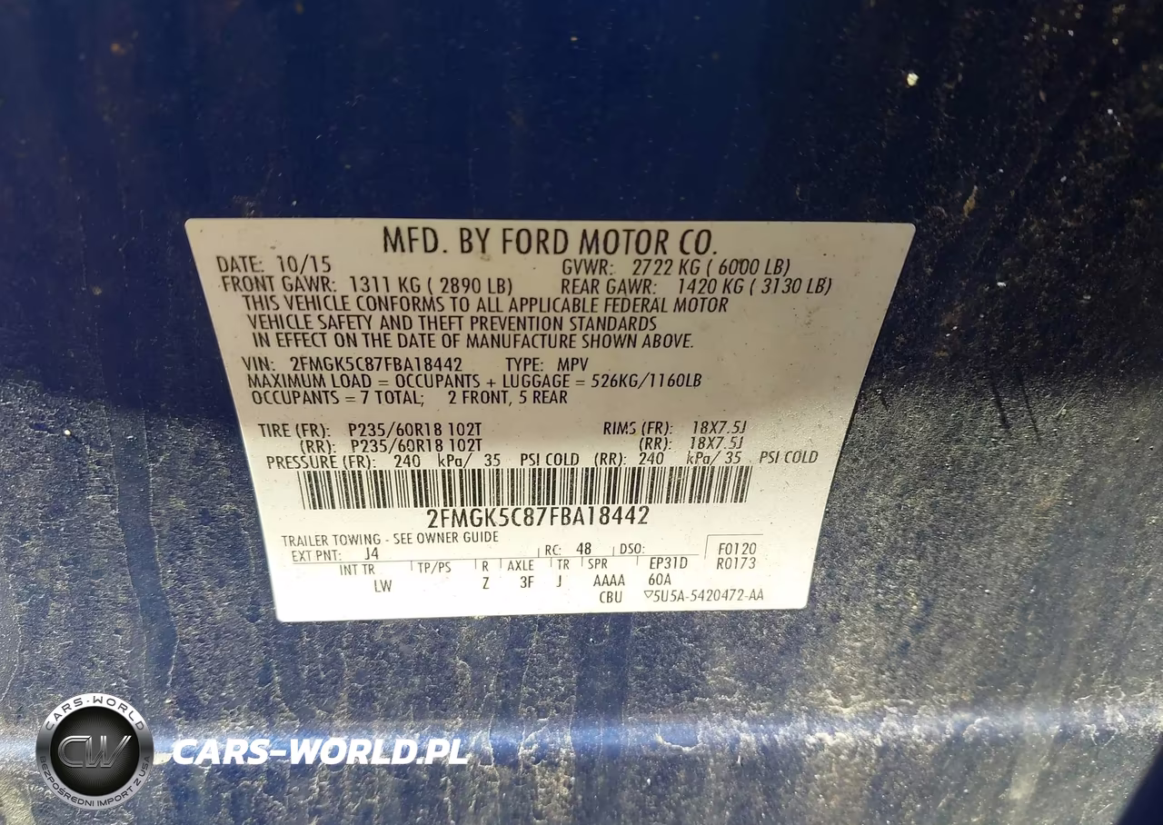 2015 Ford Flex Sel VIN:2FMGK5C87FBA18442 - 9