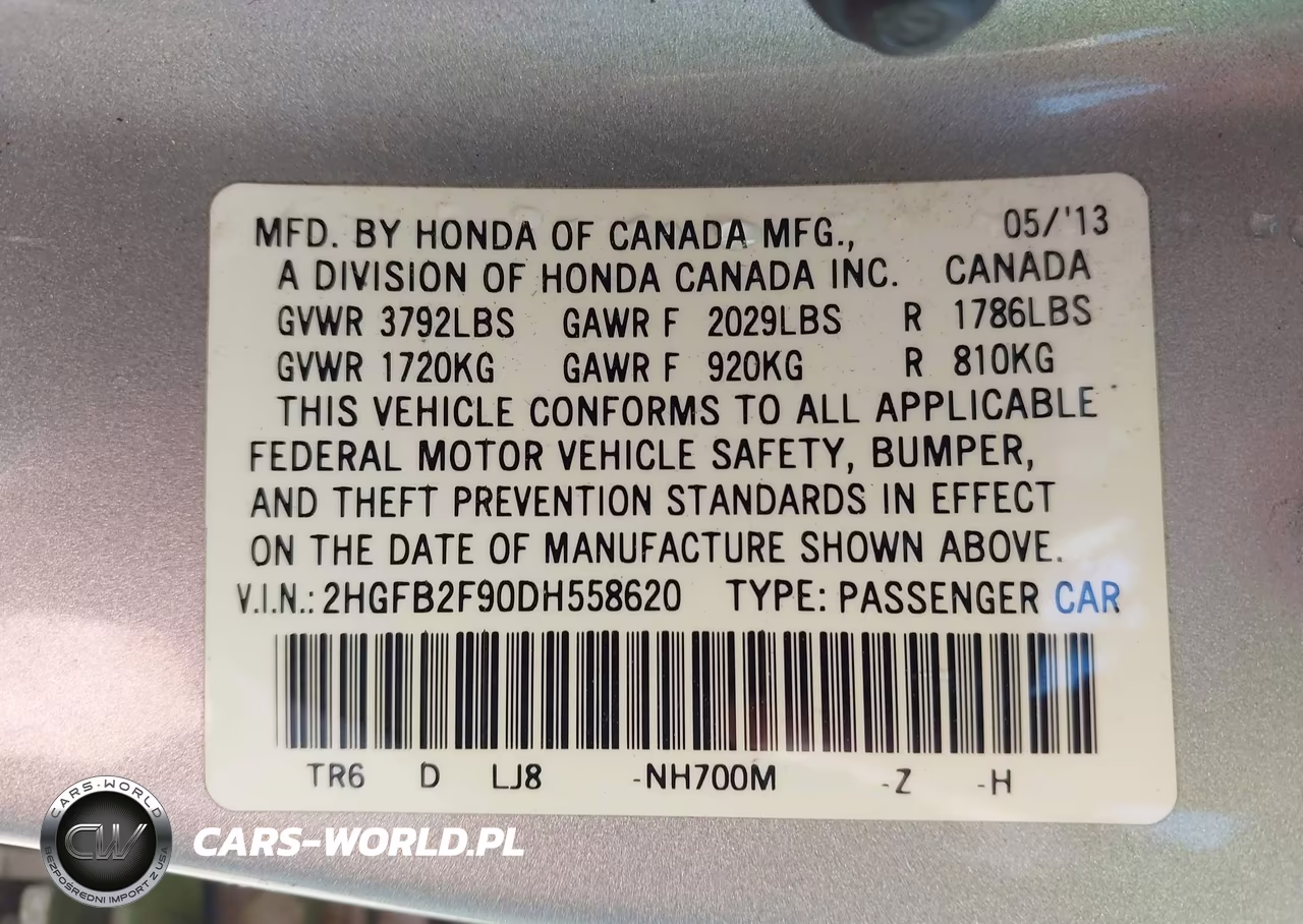 2013 Honda Civic Ex-L VIN:2HGFB2F90DH558620 - 9