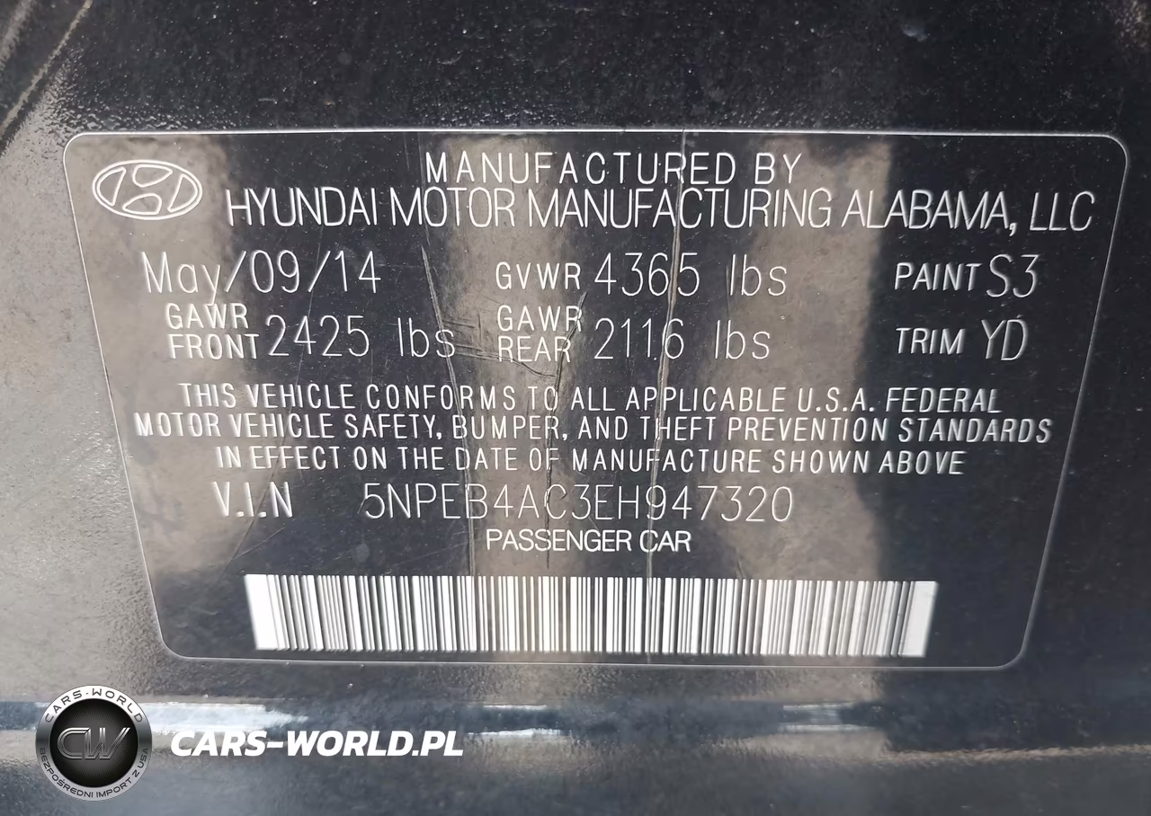 2014 Hyundai Sonata Gls VIN:5NPEB4AC3EH947320 - 9