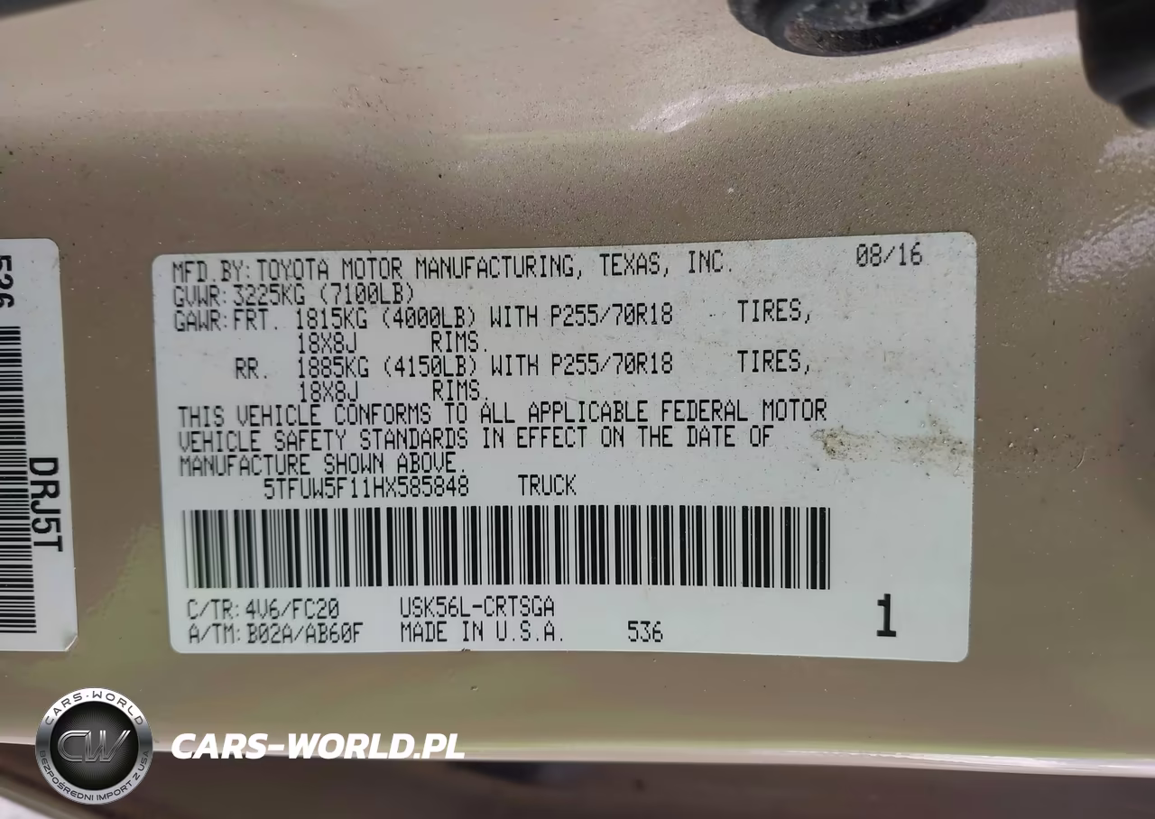 2017 Toyota Tundra Sr5 5.7L V8 VIN:5TFUW5F11HX585848 - 9