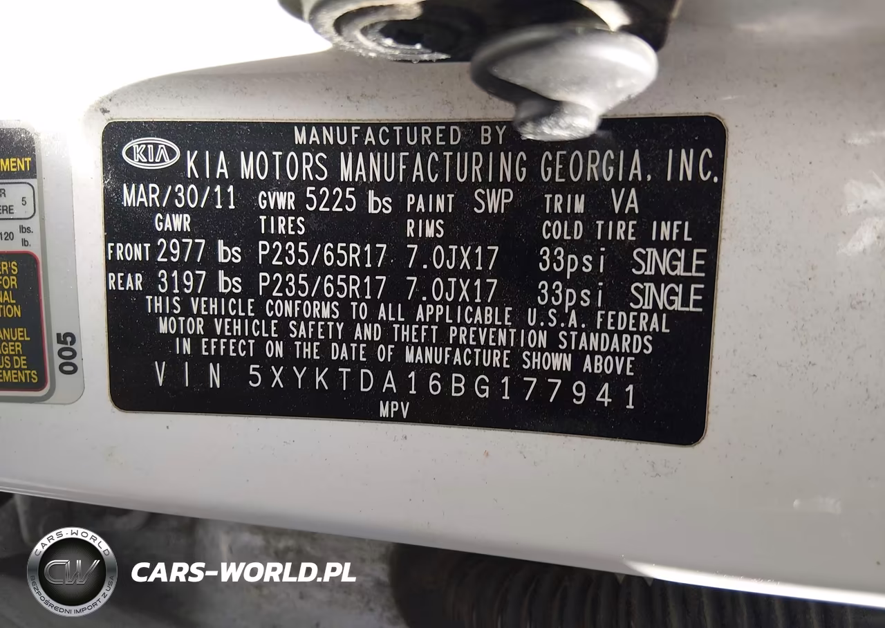 2011 Kia Sorento Lx VIN:5XYKTDA16BG177941 - 9