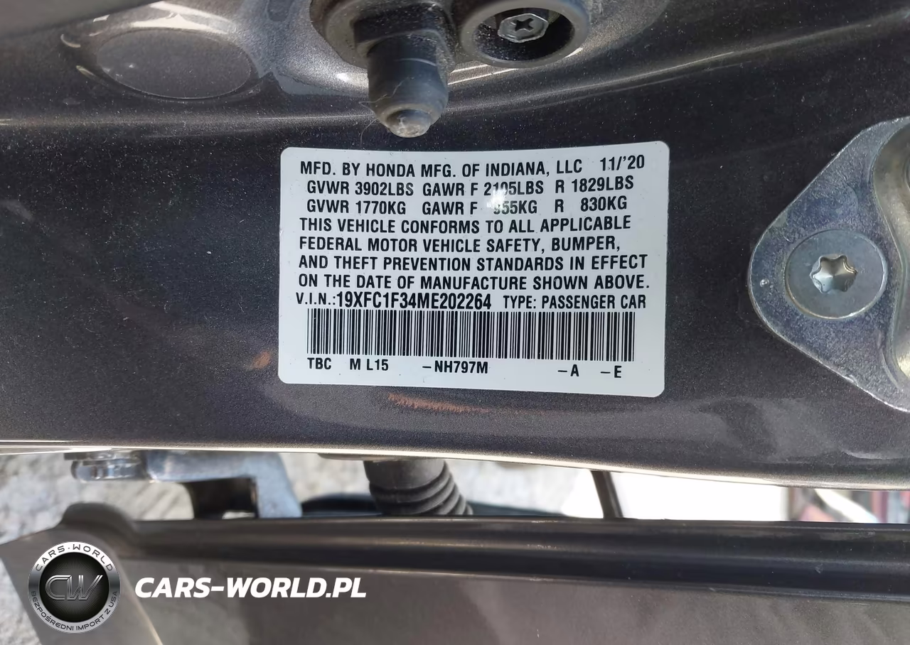 2021 Honda Civic Ex VIN:19XFC1F34ME202264 - 9