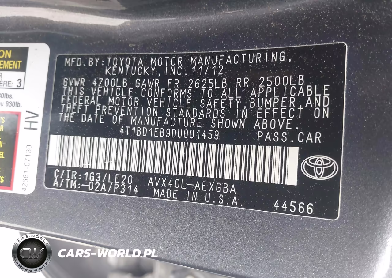 2013 Toyota Avalon Hybrid Xle Touring VIN:4T1BD1EB9DU001459 - 9