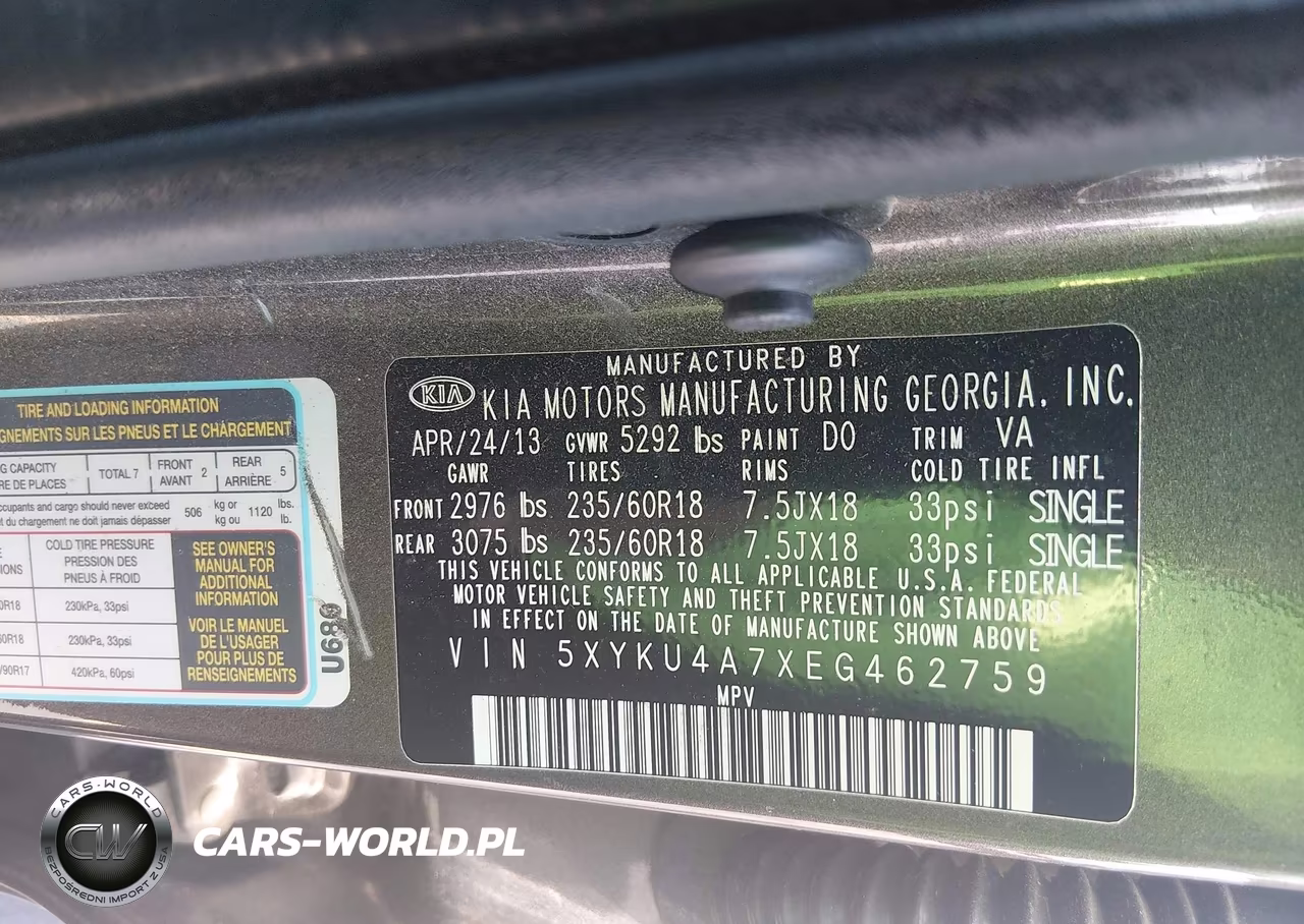 2014 Kia Sorento Ex V6 VIN:5XYKU4A7XEG462759 - 9