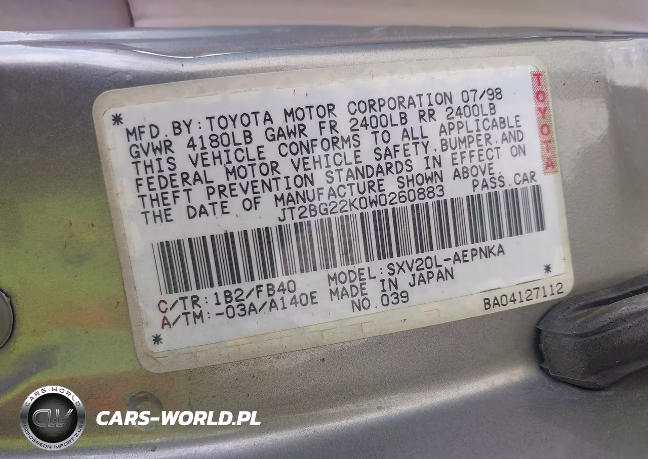 1998 Toyota Camry Le VIN:JT2BG22K0W0260883 - 9