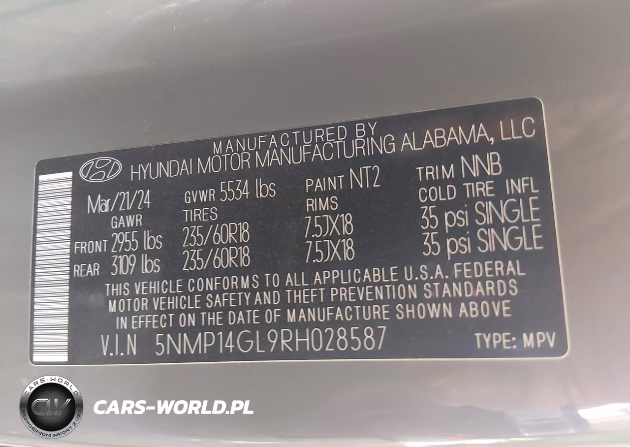 2024 Hyundai Santa Fe Se VIN:5NMP14GL9RH028587 - 9