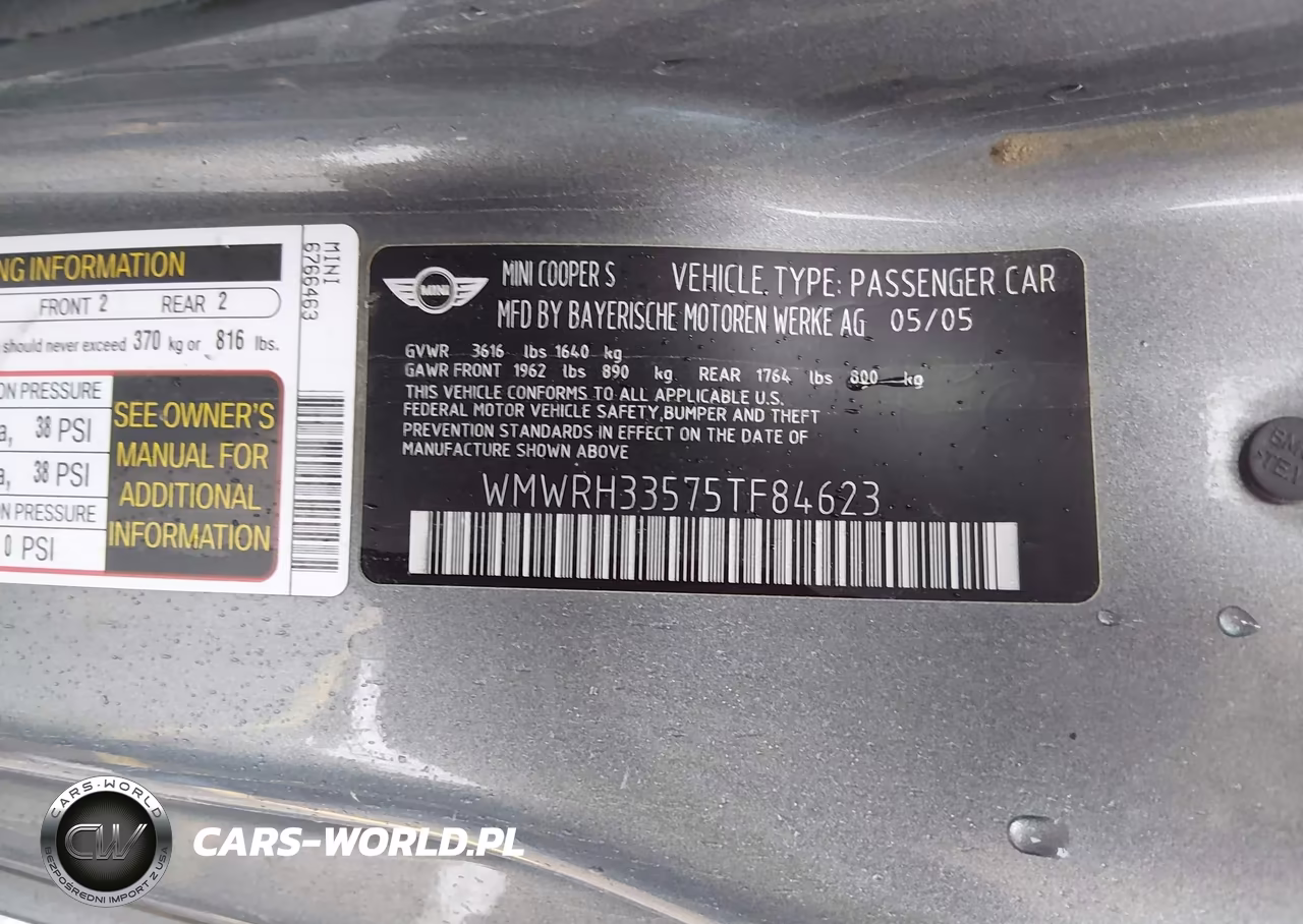 2005 Mini Cooper S VIN:WMWRH33575TF84623 - 9