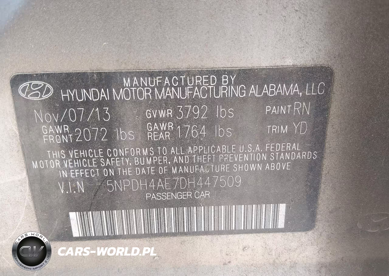 2013 Hyundai Elantra Gls VIN:5NPDH4AE7DH447509 - 9