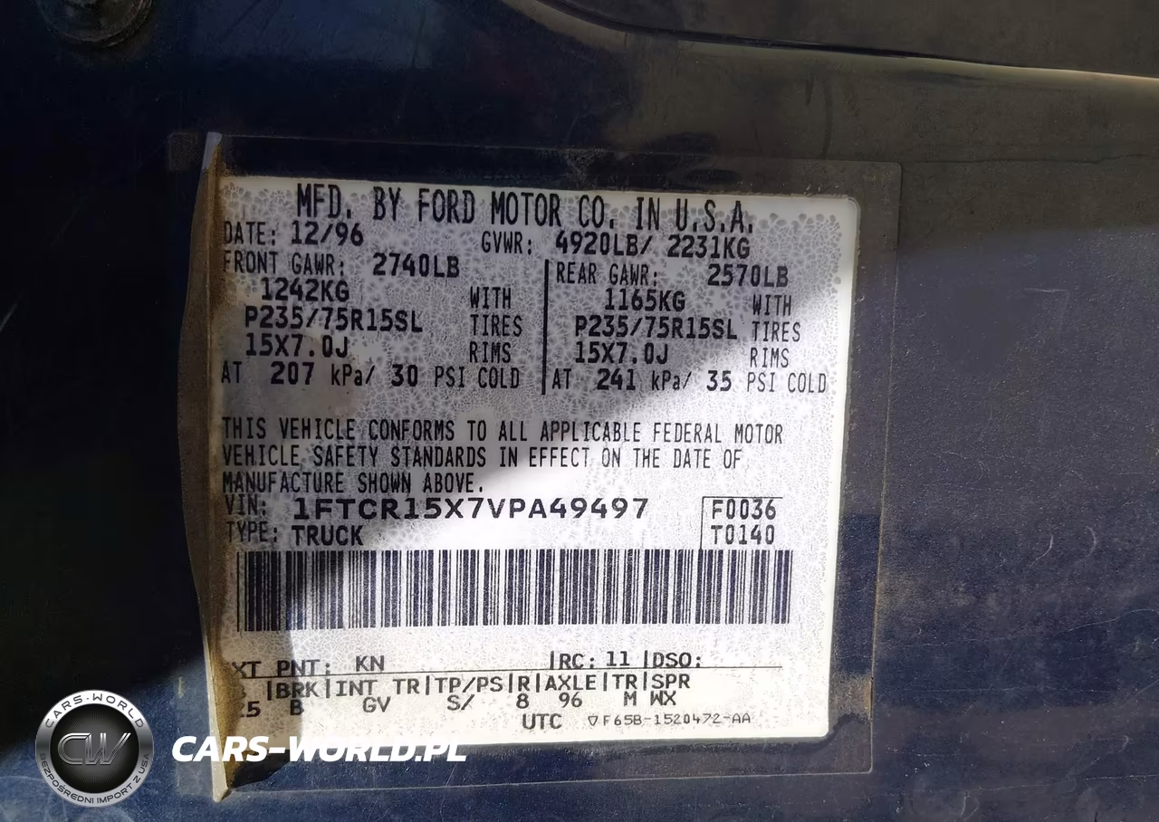 1997 Ford Ranger Splash-Stx-Xlt VIN:1FTCR15X7VPA49497 - 9