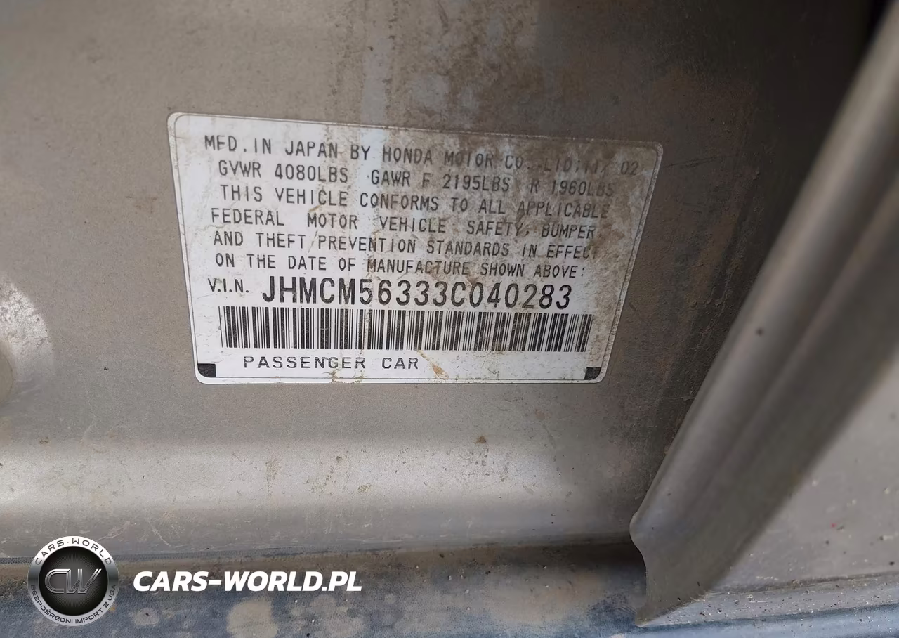 2003 Honda Accord 2.4 Lx VIN:JHMCM56333C040283 - 9