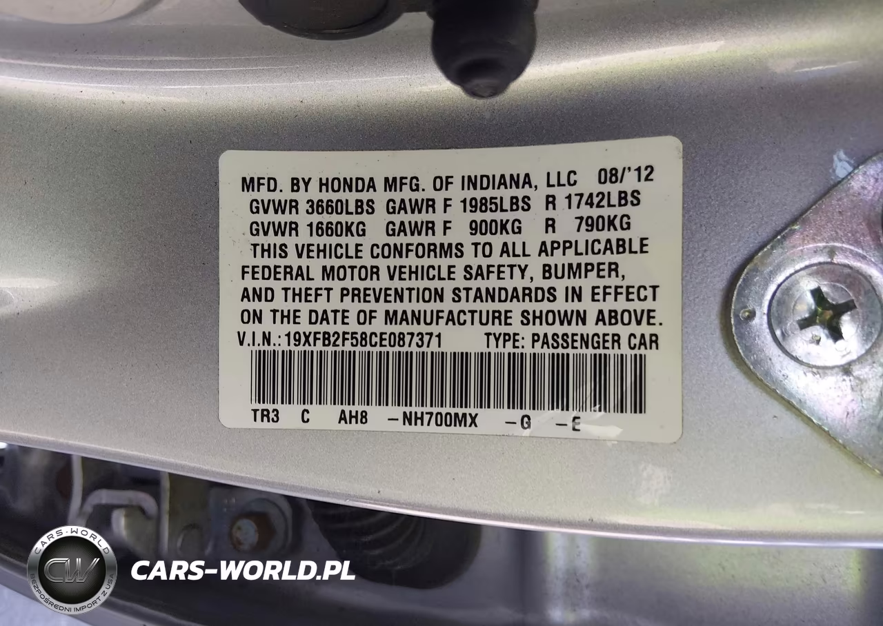 2012 Honda Civic Lx VIN:19XFB2F58CE087371 - 9