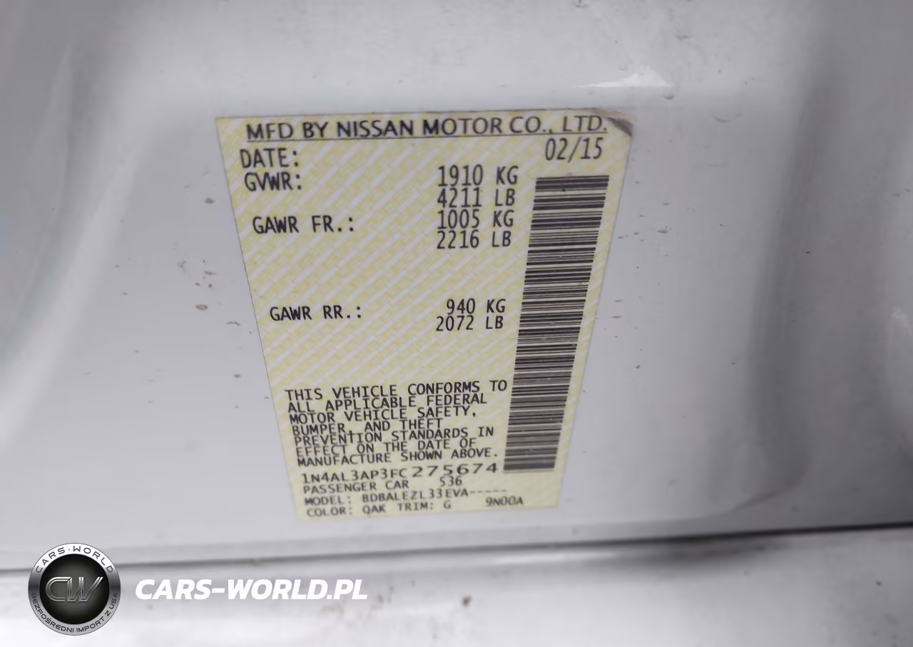 2015 Nissan Altima 2.5-2.5 S-2.5 Sl-2.5 Sv VIN:1N4AL3AP3FC275674 - 9