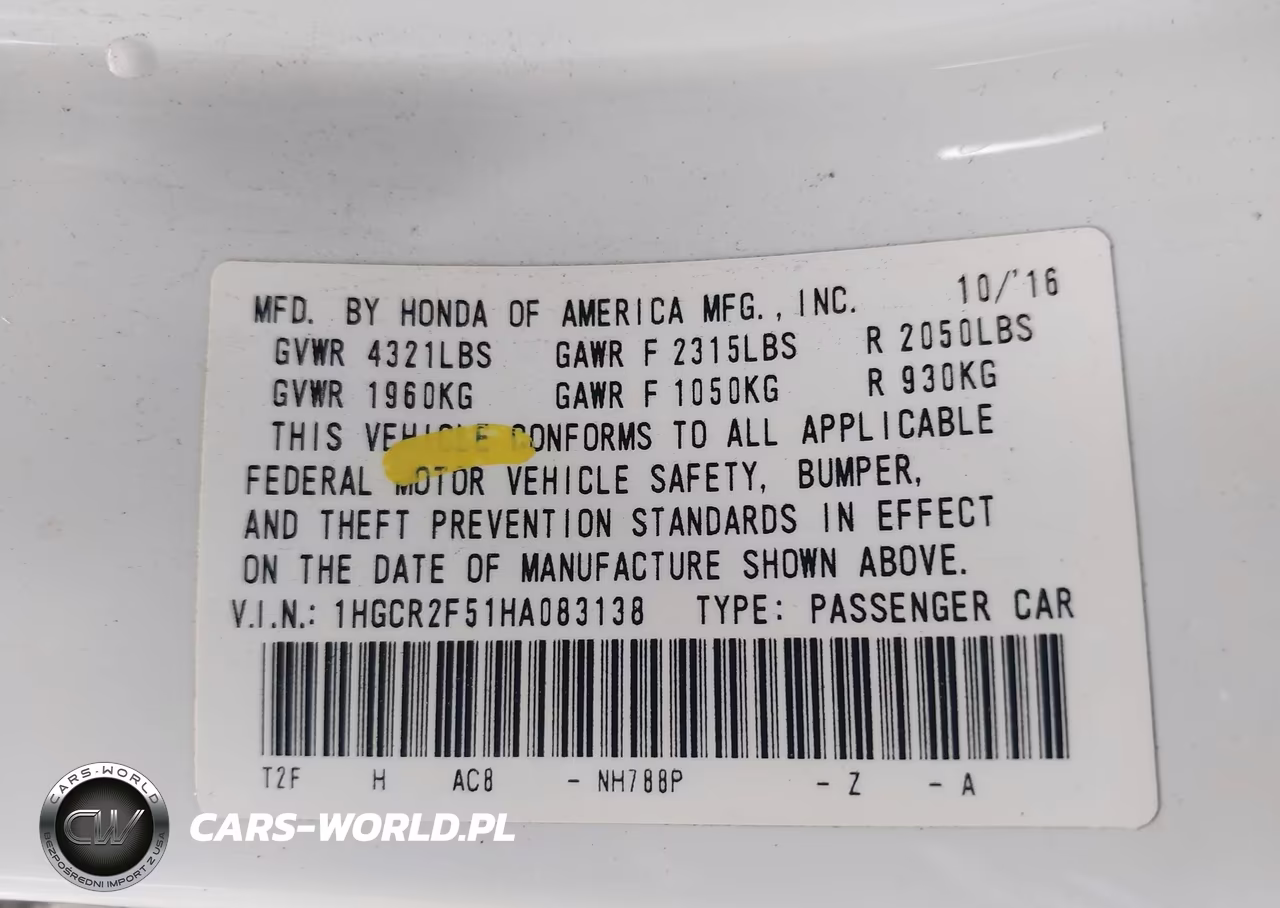 2017 Honda Accord Sport VIN:1HGCR2F51HA083138 - 9