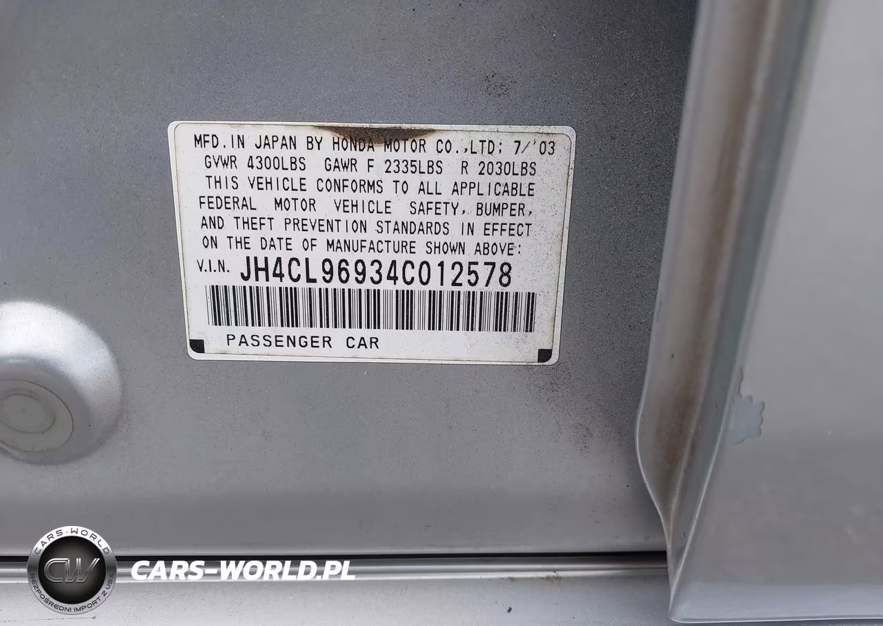 2004 Acura Tsx VIN:JH4CL96934C012578 - 9